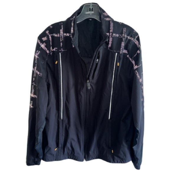 Rare Lululemon Cycling Jacket Black Zip Closure Reflective Pockets Compass Med - Picture 1 of 13